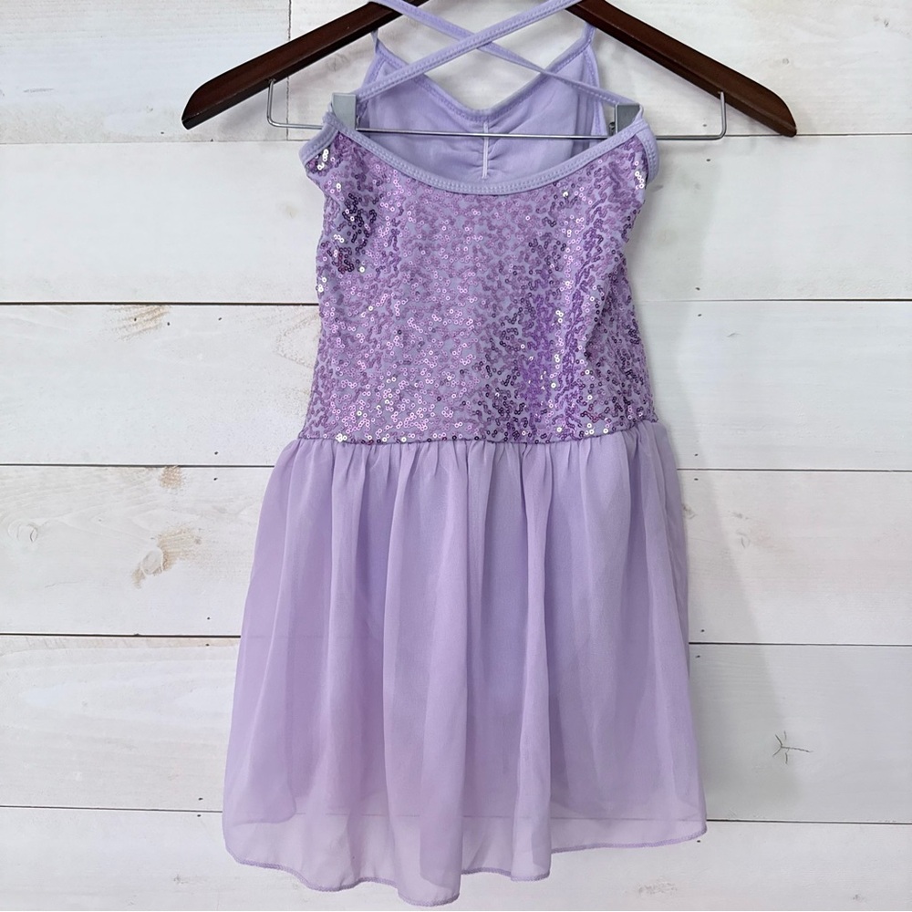 Lilac Sequin Kids Dance Costume Dress Girls Size‎ XL - Picture 5 of 6
